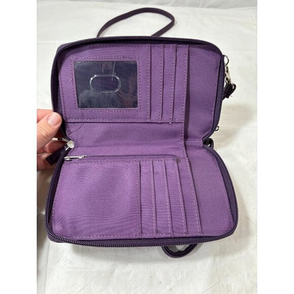 Jacqui Cell Phone Wallet Purple w Shoulder Strap - Picture 9 of 10
